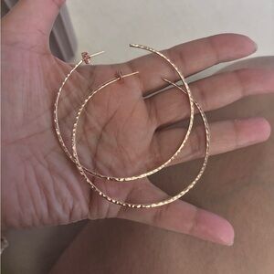 Rose Gold Hammered Hoop Earrings